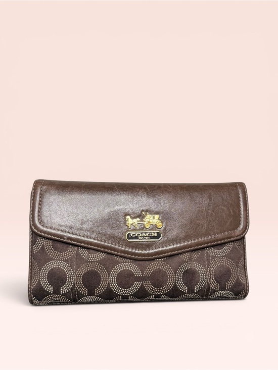 Coach Handbags - Coach Madison Signature Op Art Dotted Trifold Wallet